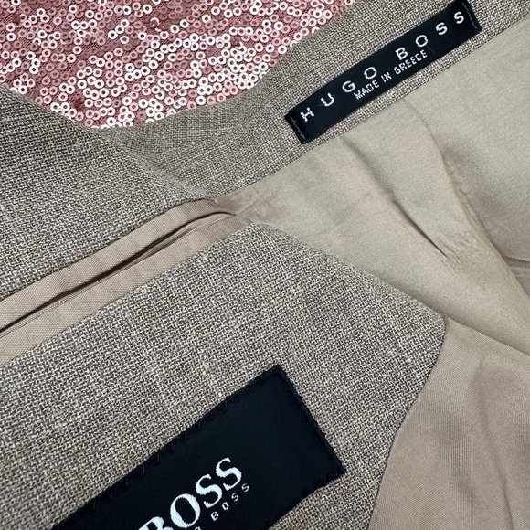HUGO BOSS Sport Coat Blazer Jacket Three Button Wool Linen Blend  Brown Ventless - Picture 8 of 12